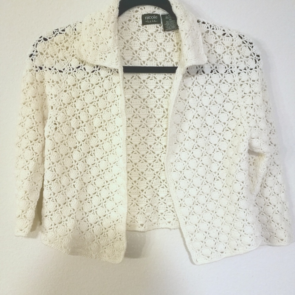 ♥Nicole Miller | 90s Vintage Crochet Crop Cardigan
